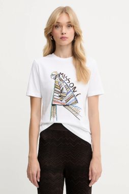 Bavlnené tričko Missoni dámske, biela farba, DS25WL03.BJ00PB