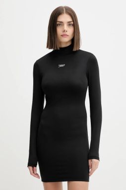 Šaty Tommy Jeans čierna farba, mini, priliehavé, DW0DW21504