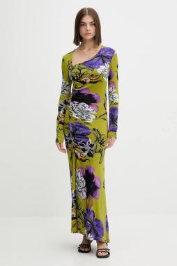 Šaty Desigual NECKLINE LA zelená farba, maxi, priliehavé, 25WWVK37