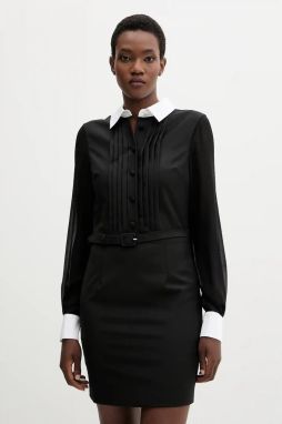 Šaty s prímesou vlny Blugirl Blumarine čierna farba, mini, áčkový strih, RF5244.T207A