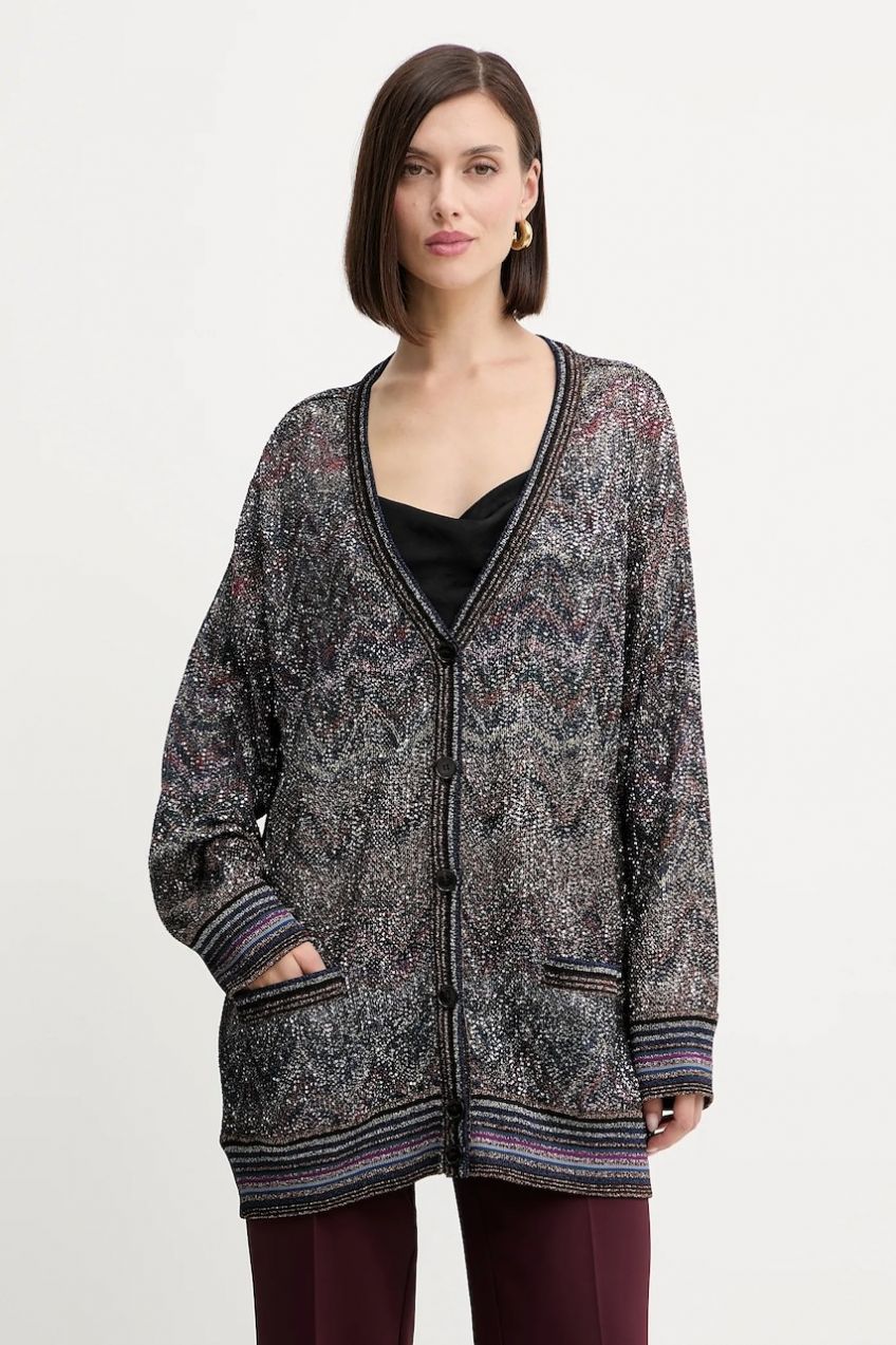 Kardigán Missoni tmavomodrá farba, ľahký, DS25WM0T.BC005G