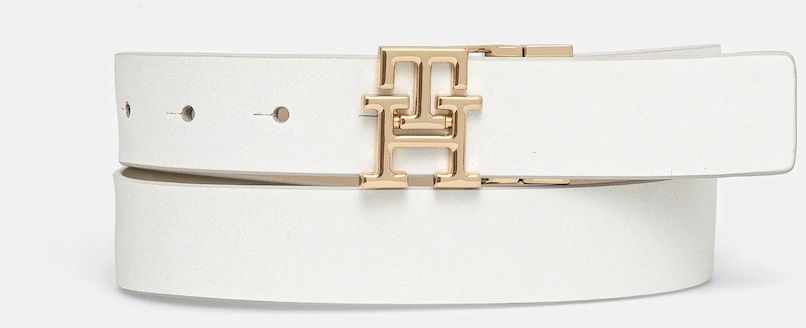 Kožený opasok Tommy Hilfiger biela farba, AW0AW17768