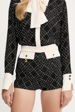 Šortky Elisabetta Franchi čierna farba, vzorované, vysoký pás, SHS0156E2
