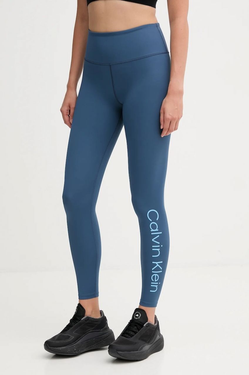 Tréningové legíny Calvin Klein Performance modrá farba, vzorované, LVGWS5L613