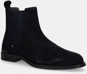 Semišové topánky chelsea Tommy Hilfiger CORPORATE HILFIGER SDE CHELSEA tmavomodrá farba, FM0FM05580