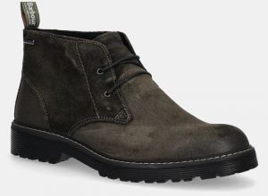Semišové členkové topánky Barbour Maxwell zelená farba, MFO0770BR98