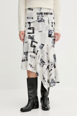 Sukňa Desigual BREAKING NEWS béžová farba, 25WWFK07