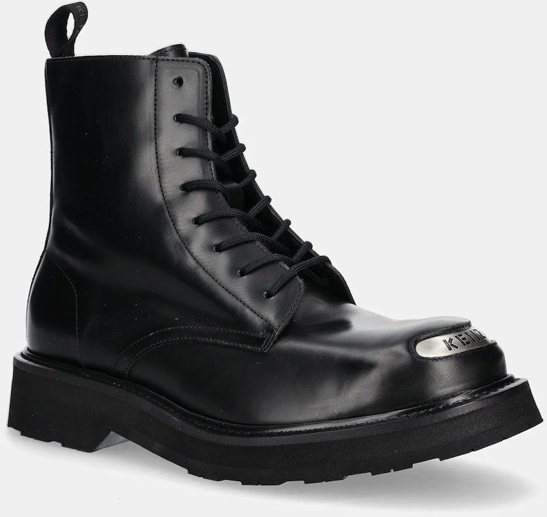 Kožené členkové topánky Kenzo Smile Lace Up Boots čierna farba, FF65BT111L52.99
