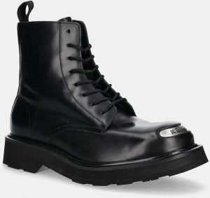 Kožené členkové topánky Kenzo Smile Lace Up Boots čierna farba, FF65BT111L52.99