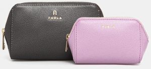Kožená kozmetická taška Furla 2-pak šedá farba, WE00453.ARE000.4313S