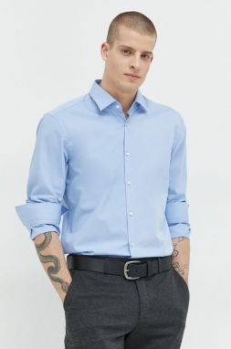 Košeľa HUGO pánska,tmavomodrá farba,slim,s klasickým golierom,50289499