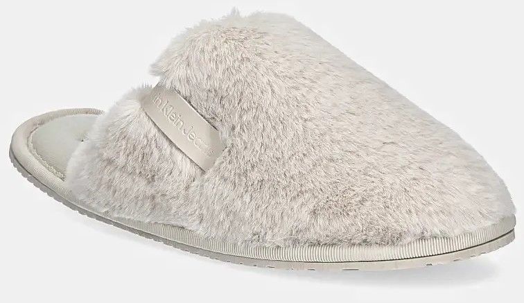Papuče Calvin Klein Jeans HOTEL SLIPPER FUR AFTER GLOW béžová farba, YW0YW01593