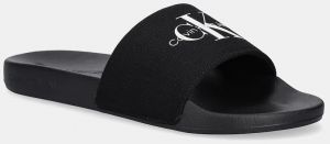 Šľapky Calvin Klein Jeans SLIDE MONOGRAM pánske, čierna farba, YM0YM01271