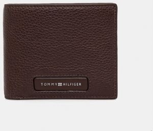 Kožená peňaženka Tommy Hilfiger pánska, hnedá farba, AM0AM13252