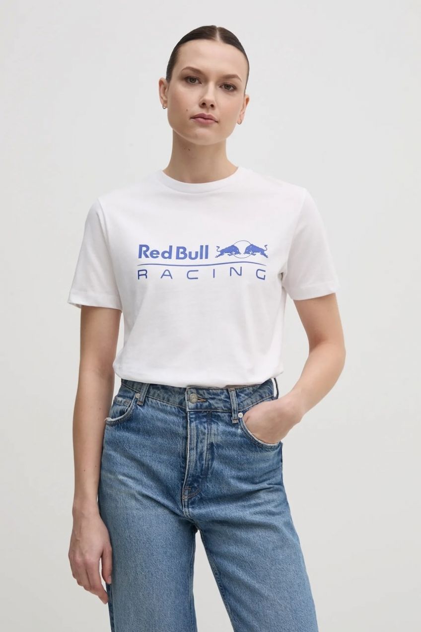 Bavlnené tričko Red Bull Racing x Pepe Jeans STANDARD FIT TEE dámske, biela farba, RL500004