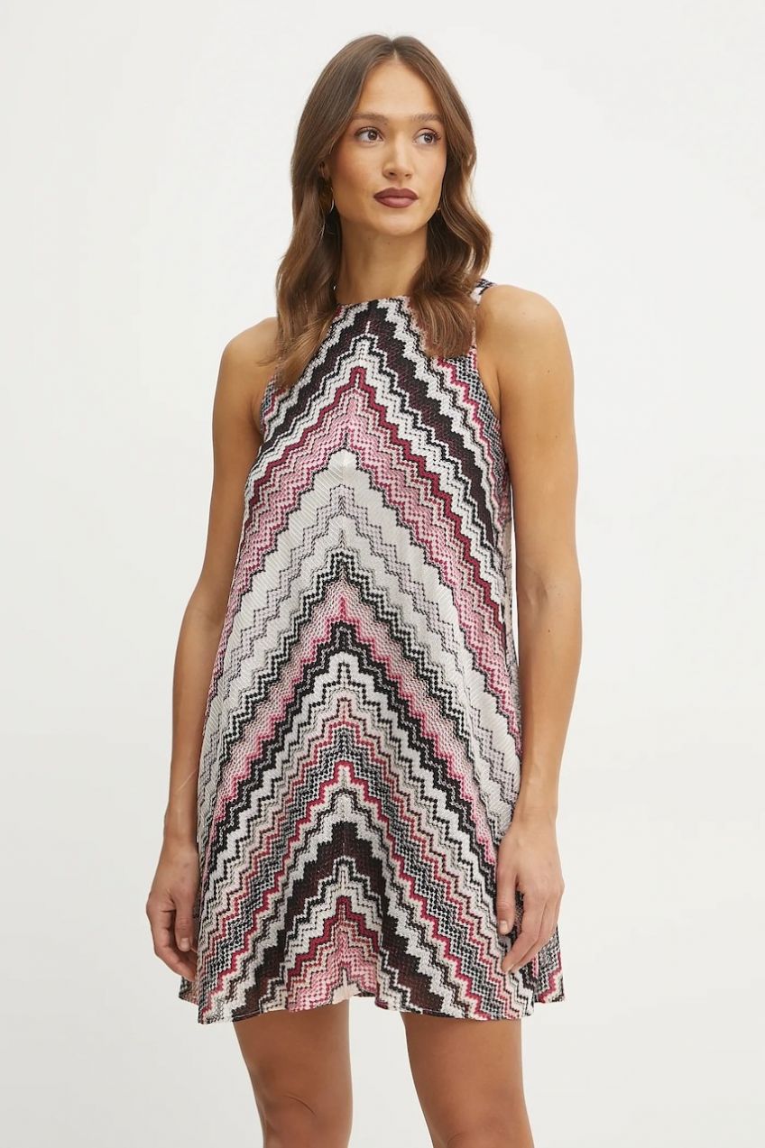 Šaty Missoni ružová farba, mini, áčkový strih, DS25SG1L.BR00ZV