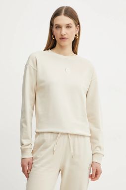 Bavlnená mikina Armani Exchange dámska, béžová farba, jednofarebná, XW000317 AF12217