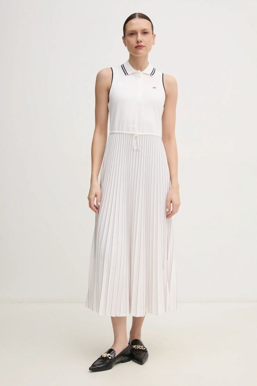 Šaty Tommy Hilfiger biela farba, maxi, áčkový strih, WW0WW45167