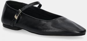 Kožené balerínky Tommy Hilfiger SMOOTH LEATHER MARYJANE čierna farba, FW0FW09152