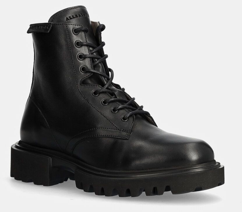 Kožená obuv AllSaints Vaughan Boot pánska, čierna farba, M049FB