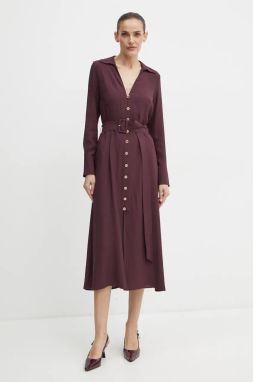 Šaty Twinset bordová farba, midi, áčkový strih, 242TT2320