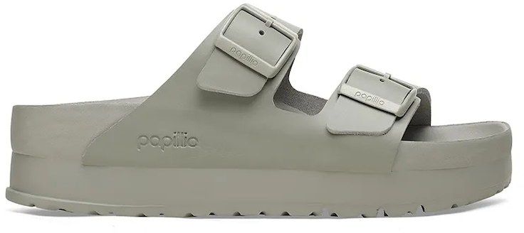 Kožené šľapky Birkenstock Arizona Flex Platform Birkenstock x Papillio dámske, šedá farba, na platforme, 1026913