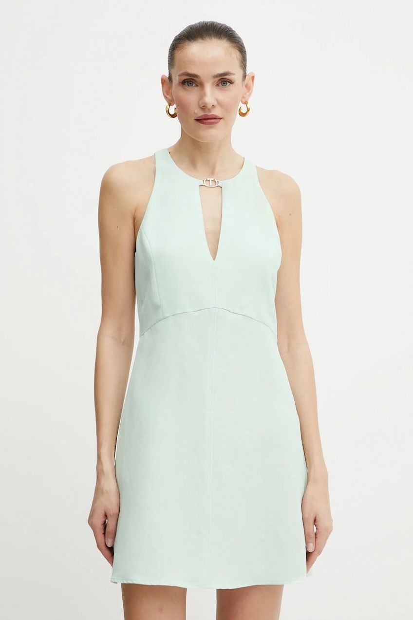 Šaty Twinset zelená farba, mini, priliehavé, 251TT2305