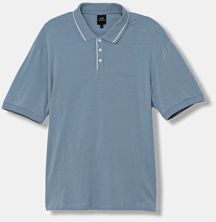 Polo tričko Armani Exchange pánske, modrá farba, jednofarebné, XM001557 AF10363
