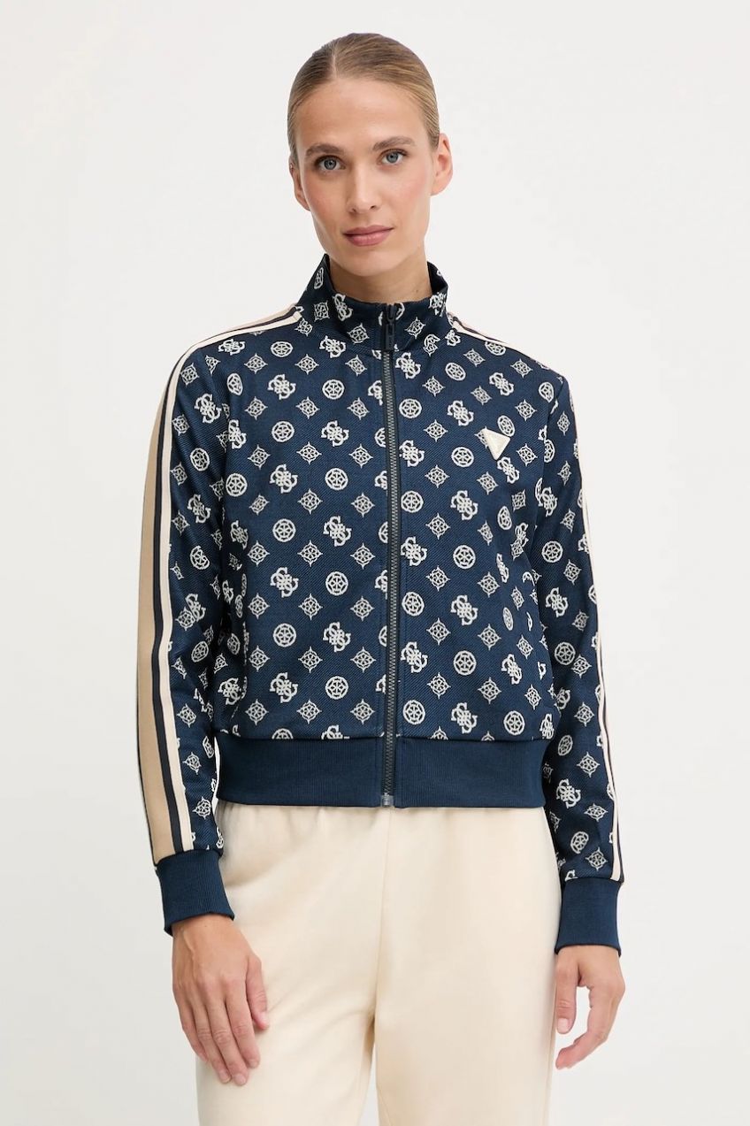 Mikina Guess PEONY tmavomodrá farba, vzorovaná, V5YQ07 K0282