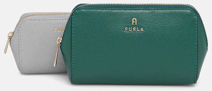 Kožená kozmetická taška Furla 2-pak zelená farba, WE00453.ARE000.4348S