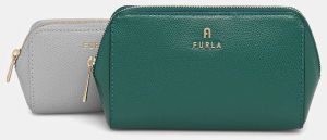 Kožená kozmetická taška Furla 2-pak zelená farba, WE00453.ARE000.4348S