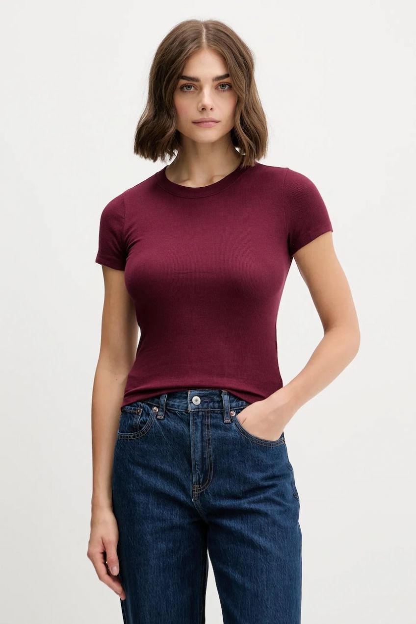 Tričko Hollister Co. dámske, bordová farba, KI339-5204