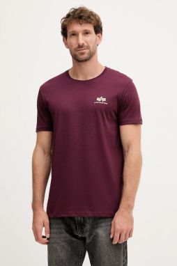 Bavlnené tričko Alpha Industries pánske, bordová farba, s potlačou, 188505.608