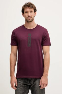 Bavlnené tričko Alpha Industries pánske, bordová farba, s potlačou, 146509.608