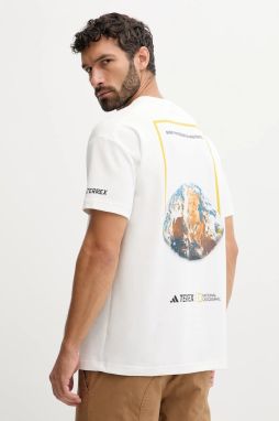 Tričko adidas TERREX pánske, biela farba, s potlačou, KC5417