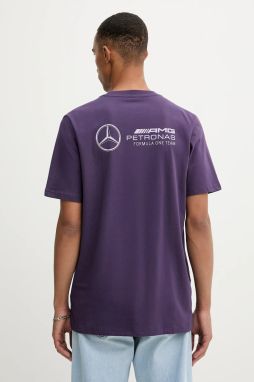 Bavlnené tričko adidas x Mercedes pánske, fialová farba, s potlačou, JX8814