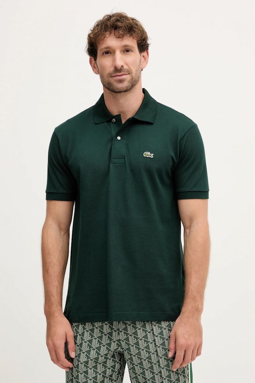 Bavlnené polo tričko Lacoste zelená farba, jednofarebná, L1212