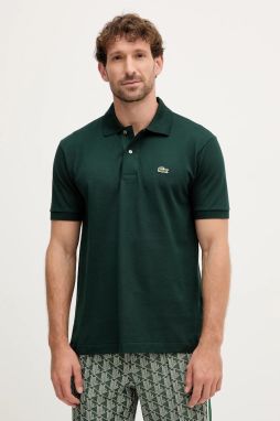 Bavlnené polo tričko Lacoste zelená farba, jednofarebná, L1212