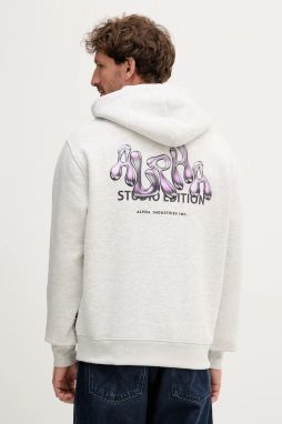 Mikina Alpha Industries šedá farba, s kapucňou, s potlačou, 156339.752