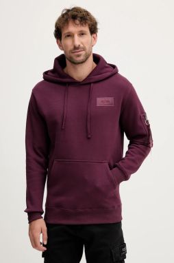 Mikina Alpha Industries bordová farba, s kapucňou, jednofarebná, 178318.608