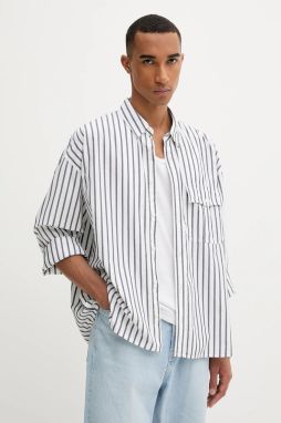 Bavlnená košeľa Levi's biela farba, voľný strih, s golierom button-down, 004GC