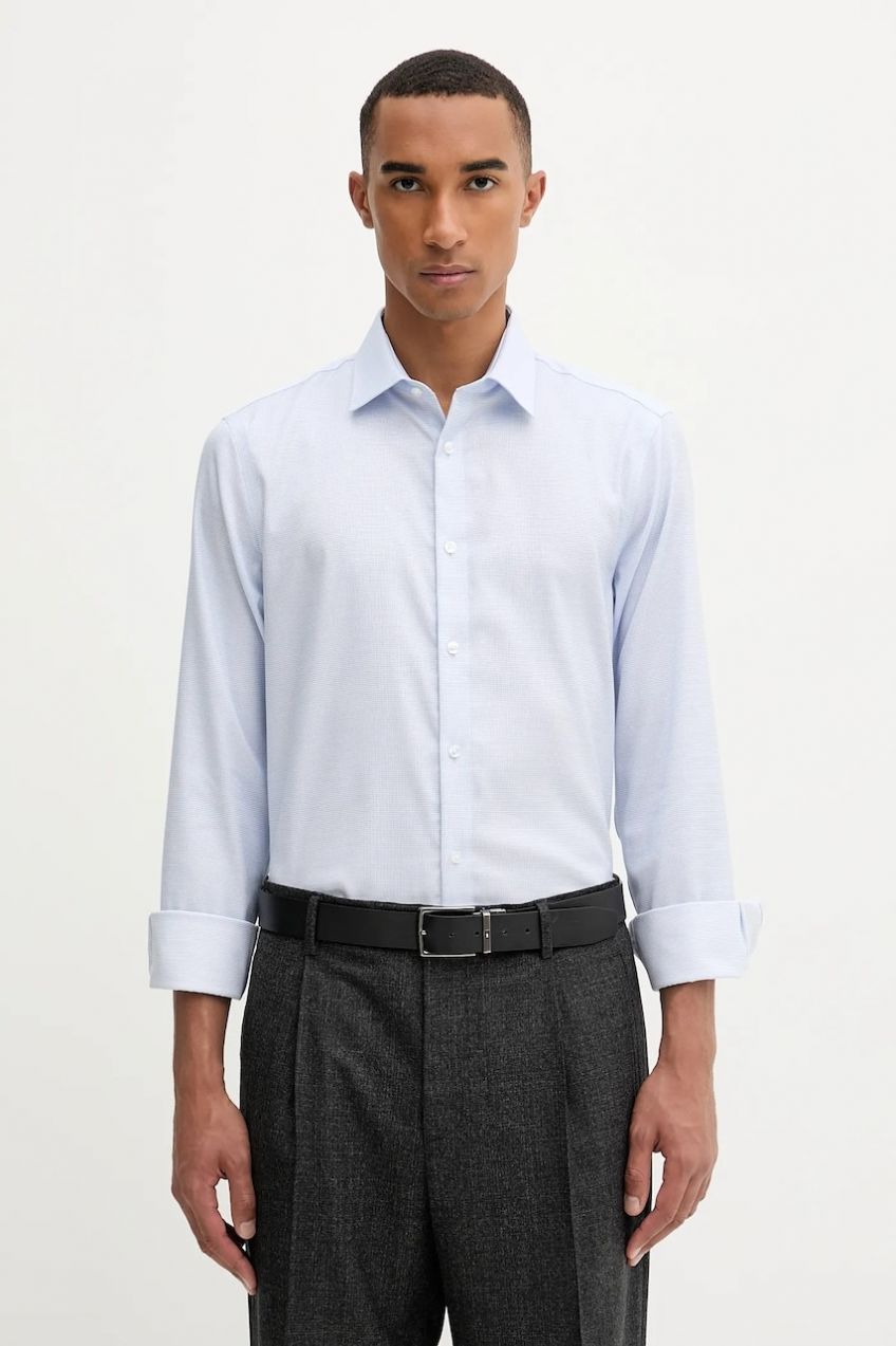 Košeľa Calvin Klein modrá farba, slim, s klasickým golierom, LV019EU068