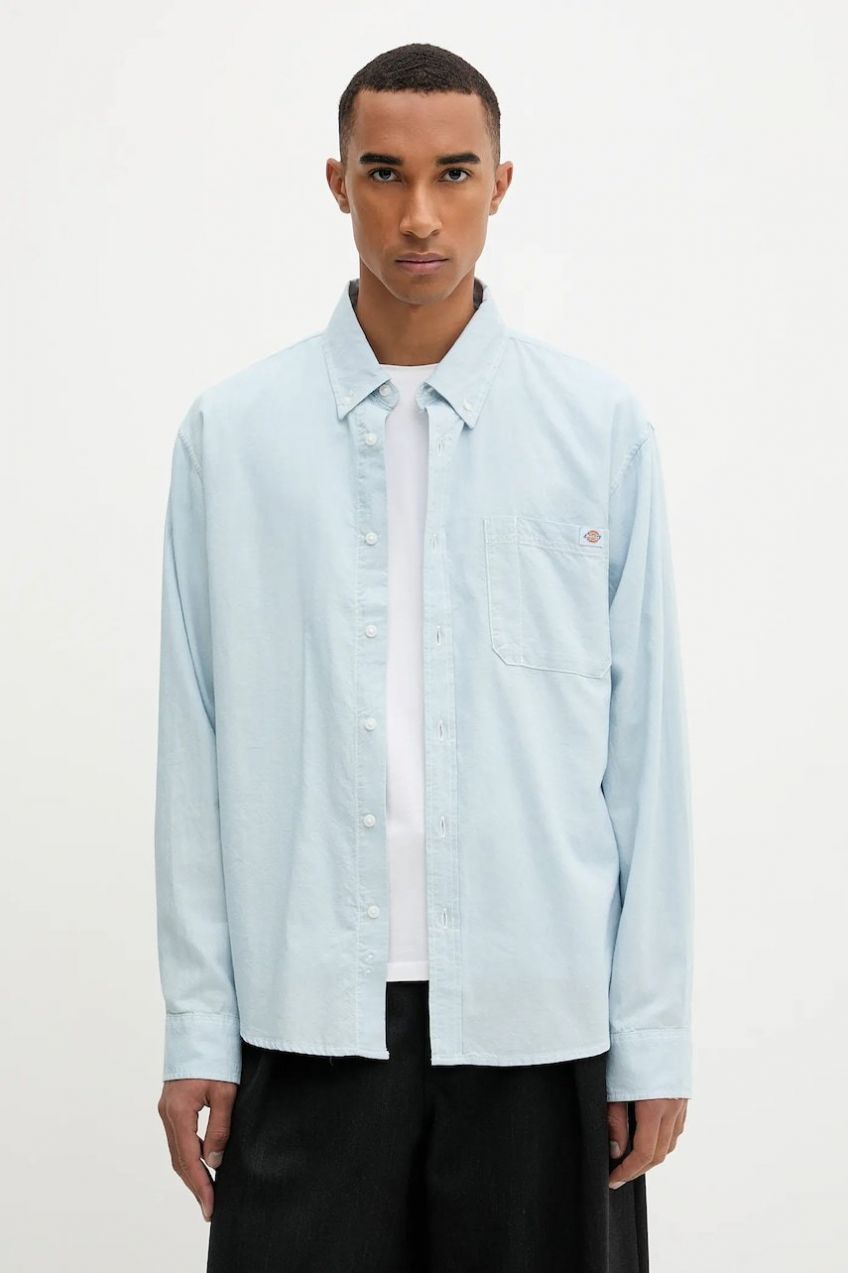 Bavlnená košeľa Dickies modrá farba, regular, s golierom button-down, DK0A87PY