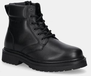 Kožené zimné topánky Tommy Jeans TJM LACE UP BOOT čierna farba, EM0EM01706
