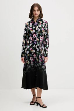 Šaty Desigual CAMISERO ACRIL čierna farba, midi, rovný strih, 25WWVW11
