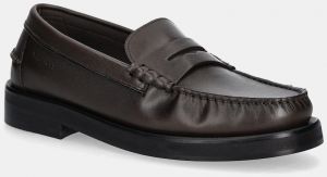 Kožené mokasíny Tommy Hilfiger CLASSIC HIGH HILFIGER LTH LOAFER hnedá farba, FM0FM05769