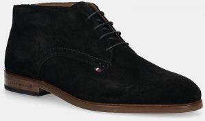 Semišové členkové topánky Tommy Hilfiger HILFIGER DRESS SUEDE BOOT čierna farba, FM0FM05726