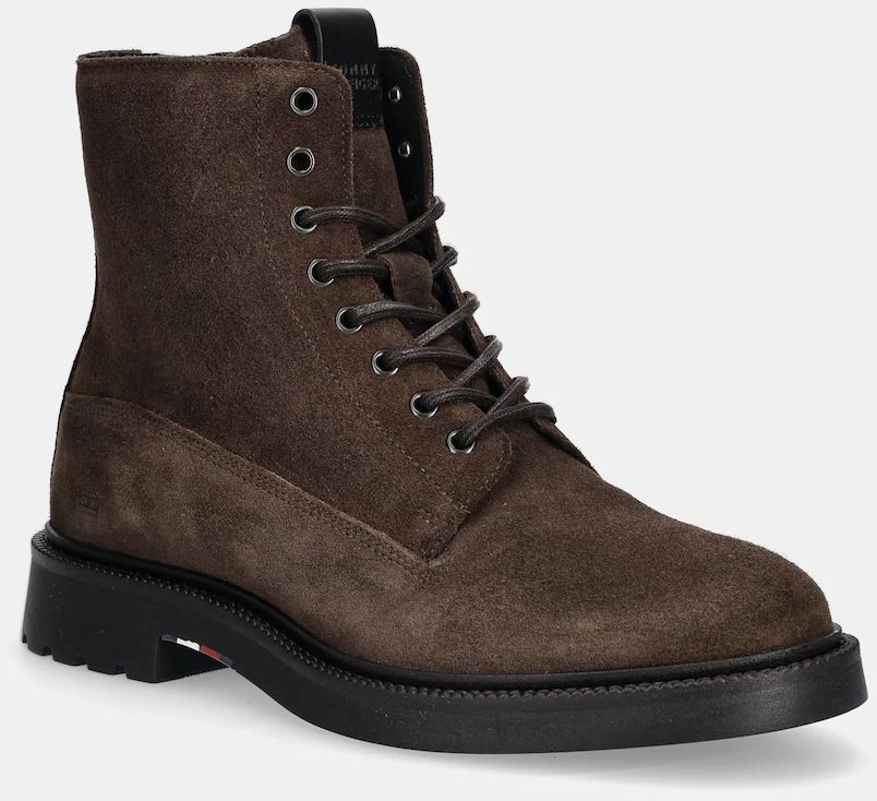 Semišové členkové topánky Tommy Hilfiger COMFORT LWT SDE BOOT hnedá farba, FM0FM05594