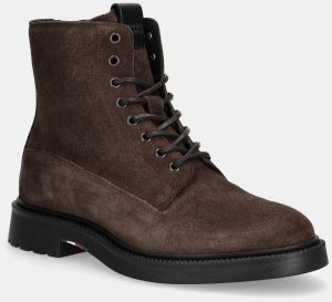 Semišové členkové topánky Tommy Hilfiger COMFORT LWT SDE BOOT hnedá farba, FM0FM05594