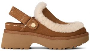 Semišové šľapky UGG Esmee Clog hnedá farba, na platforme, 1173331.CHE
